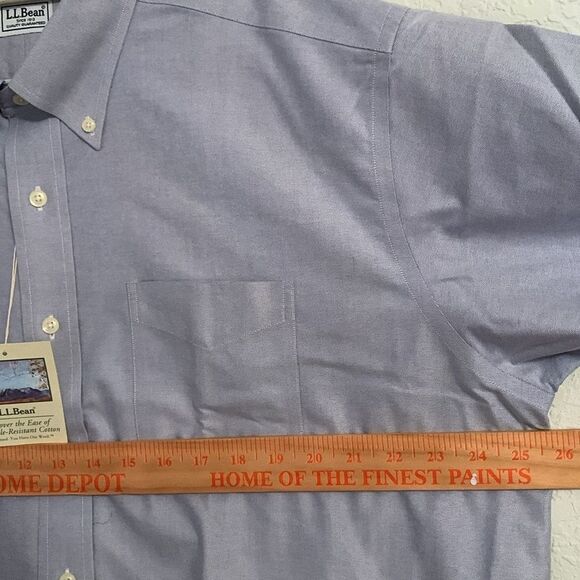 L.L. Bean Blue Casual Button Down Pocket Cotton Men’s Dress Shirt Size 17,5/35 - Picture 4 of 10